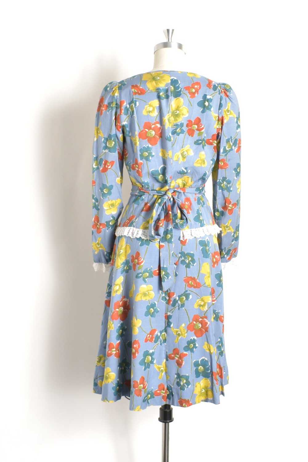 1970s Floral Button Up Dress-medium - image 5