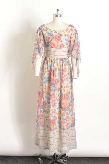 '70s Floral Angel Sleeve Maxi-XS
