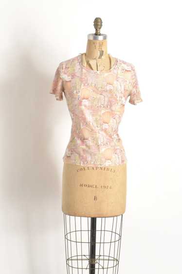 1970s Pink Ladies Novelty Blouse-S/M