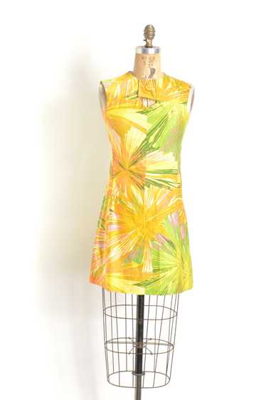 1960s Citrus Cotton Mini Dress-XS