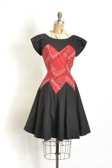 1950s Bandanna Print Cotton Dress-medium