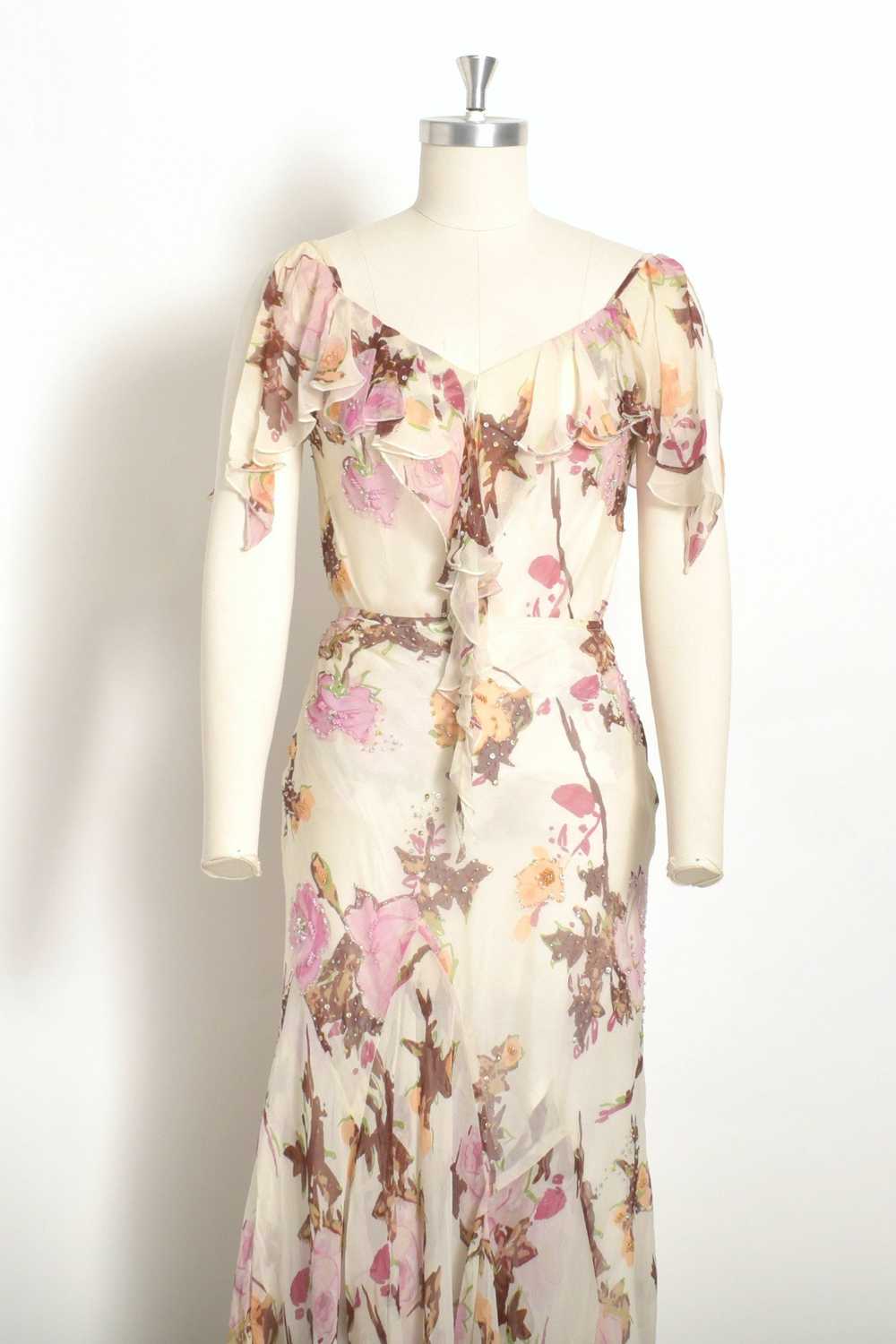 1980s Diane Freis Rose Print Dress-M/L - image 9