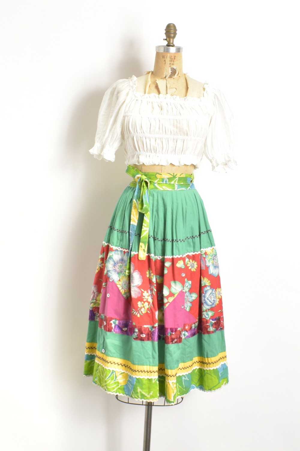 1960s Zig Zag Embroidered Maxi Skirt-XS - image 10