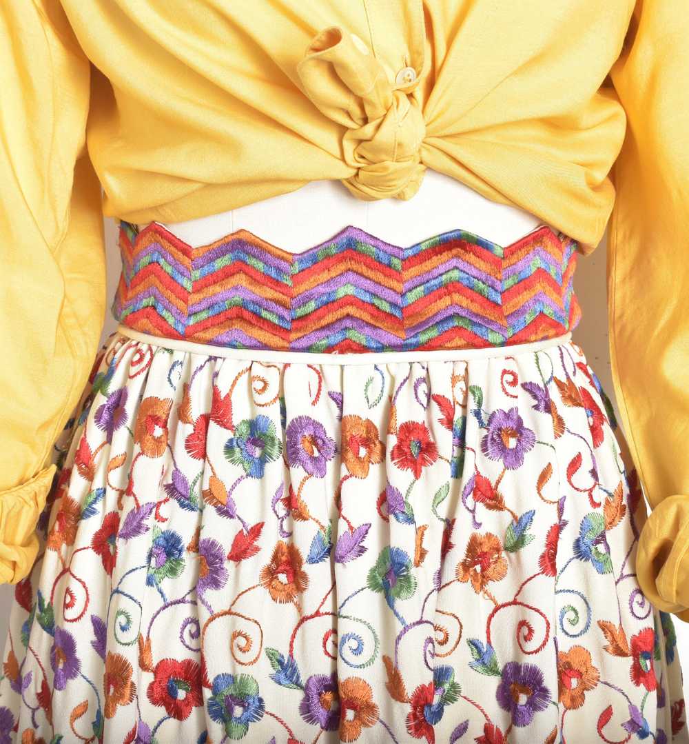1960s Zig Zag Embroidered Maxi Skirt-XS - image 4