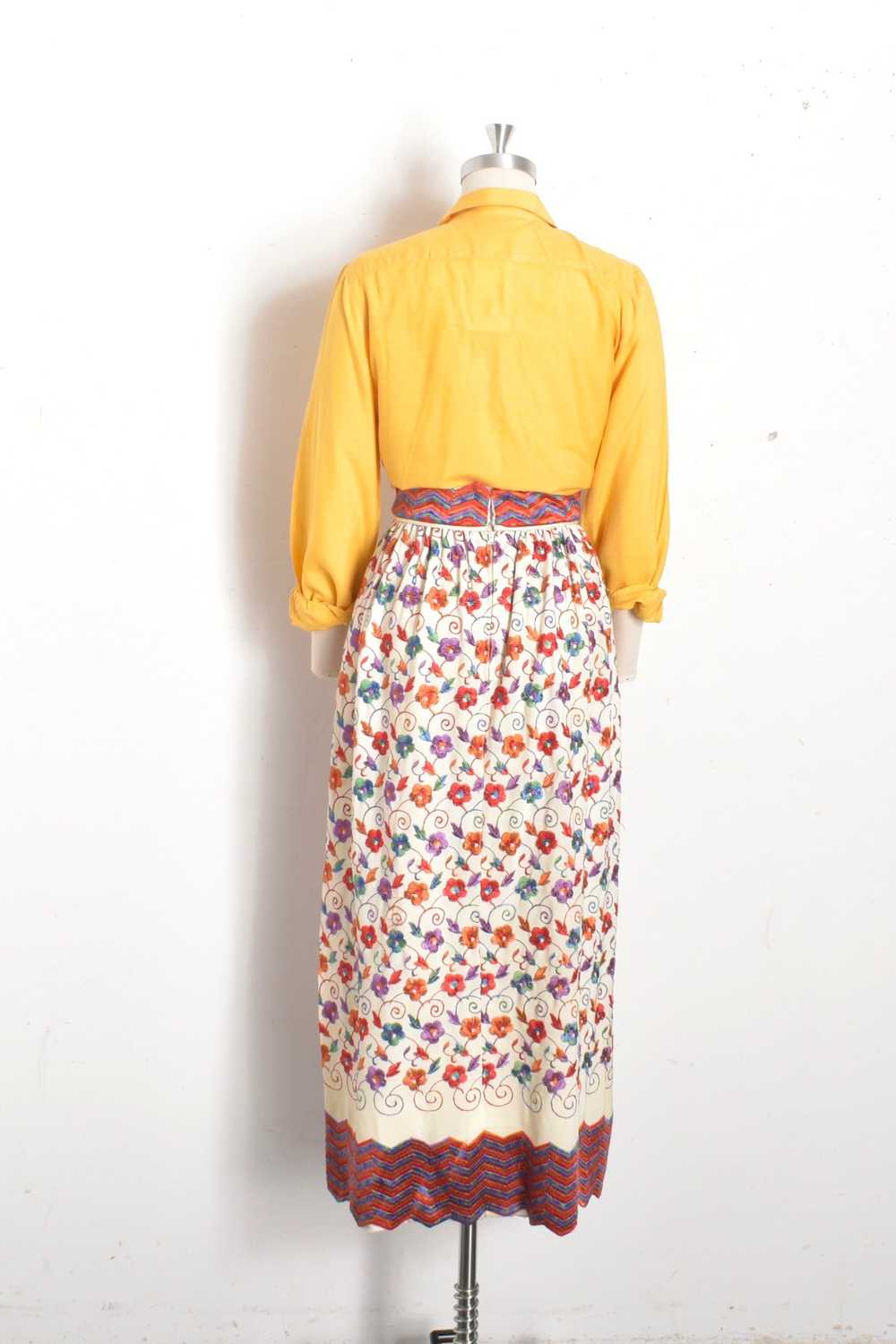 1960s Zig Zag Embroidered Maxi Skirt-XS - image 5