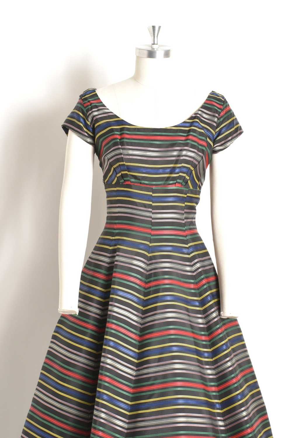 1980s Pleated Chiffon Ribbon Dress-medium - image 12