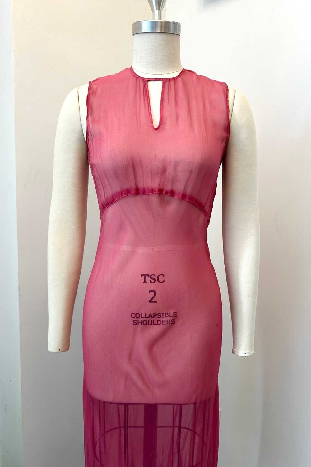 1980s Pleated Chiffon Ribbon Dress-medium - image 8