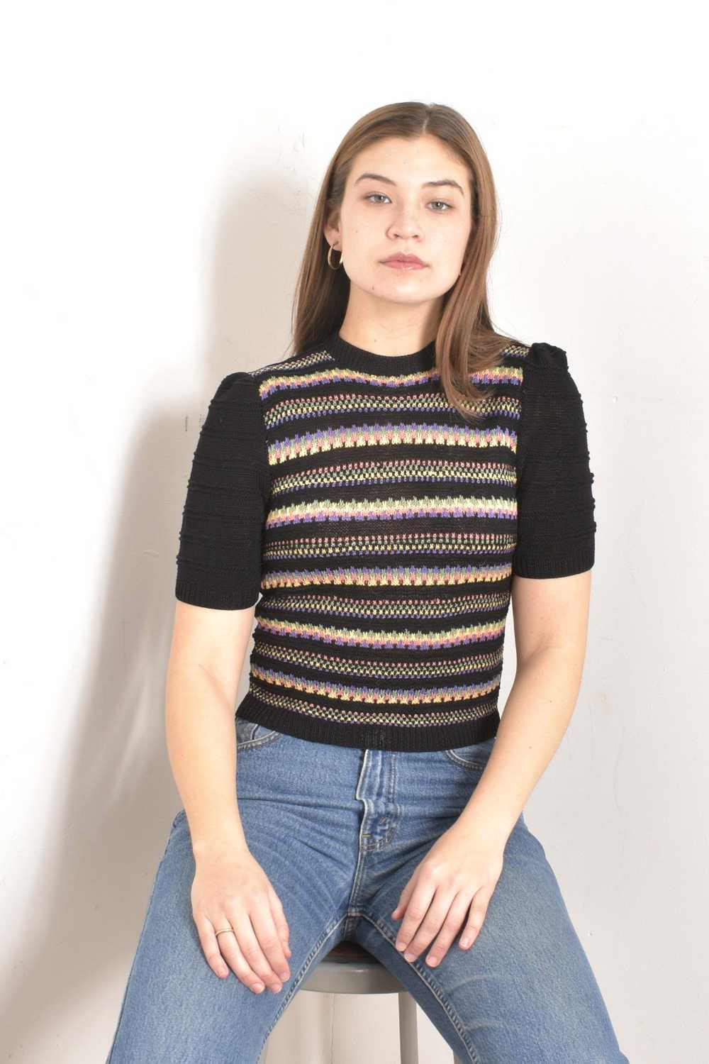 1940s Striped Knit Sweater-small - image 1