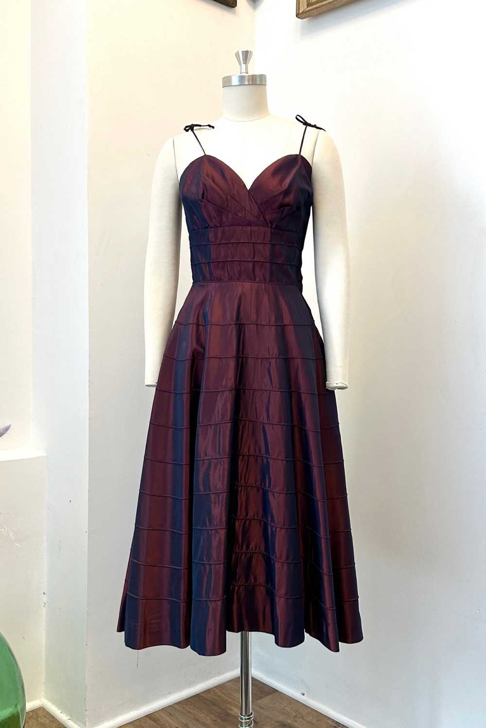 1940s Plaid Taffeta Maxi Dress-XS - image 8