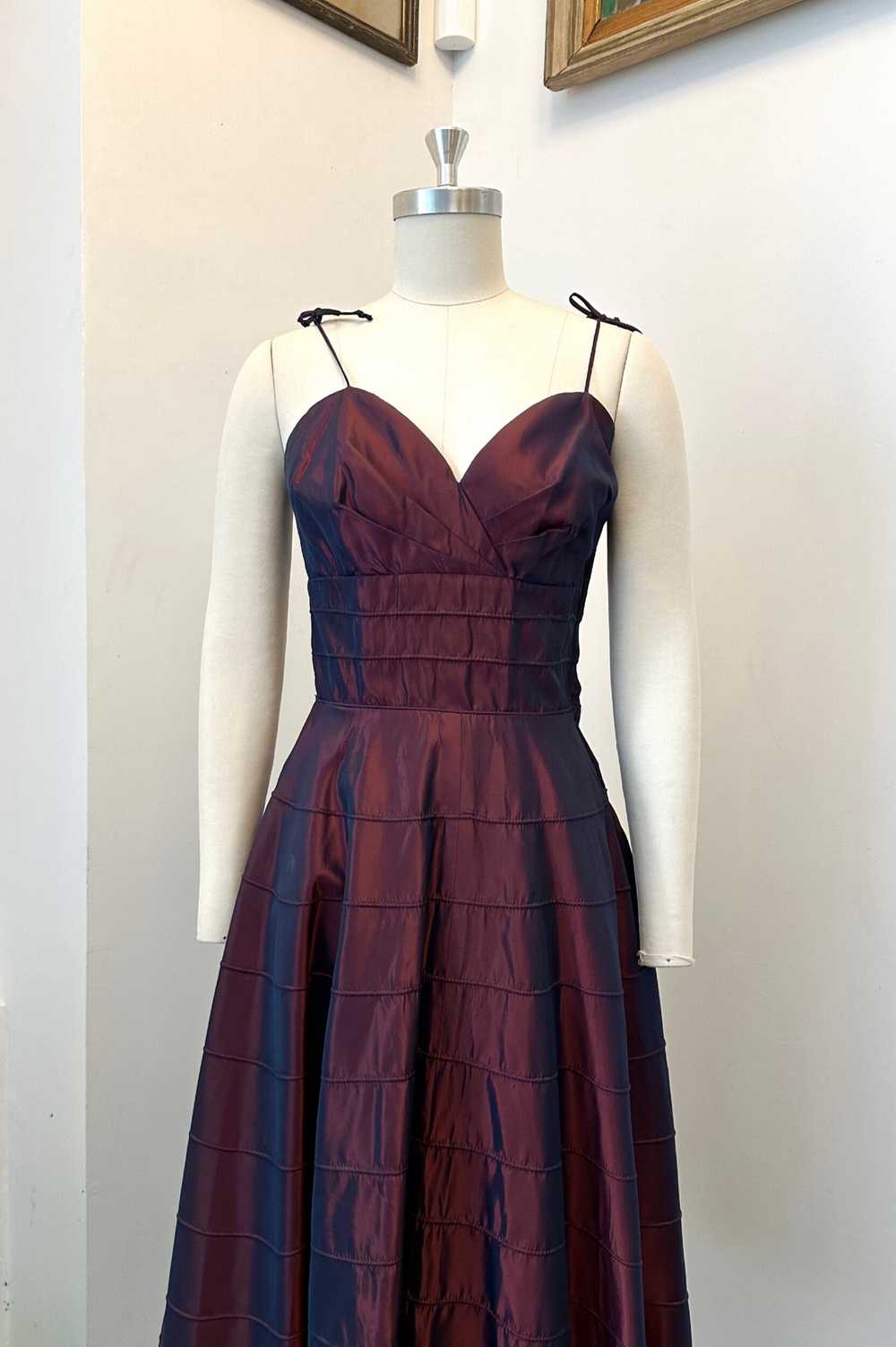 1940s Plaid Taffeta Maxi Dress-XS - image 9