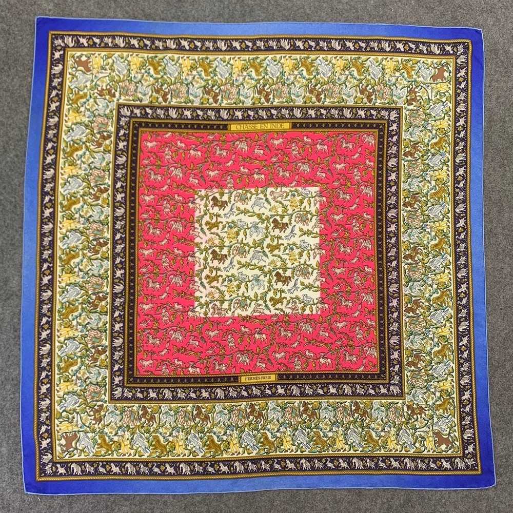 Vintage Hermes Chasse En Inde Silk Scarf Wrap Squ… - image 2