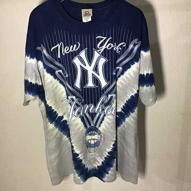 New York Yankees Liquid Blue MLB Front & Back Tie Dye T-shirt  Men's Size L Large