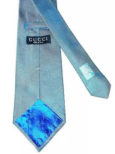 Gucci × Tom Ford GUCCI Metallic Blue Silk Tie
