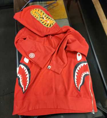BAPE Shark side zip hoodie Red A Bathing Ape Size M