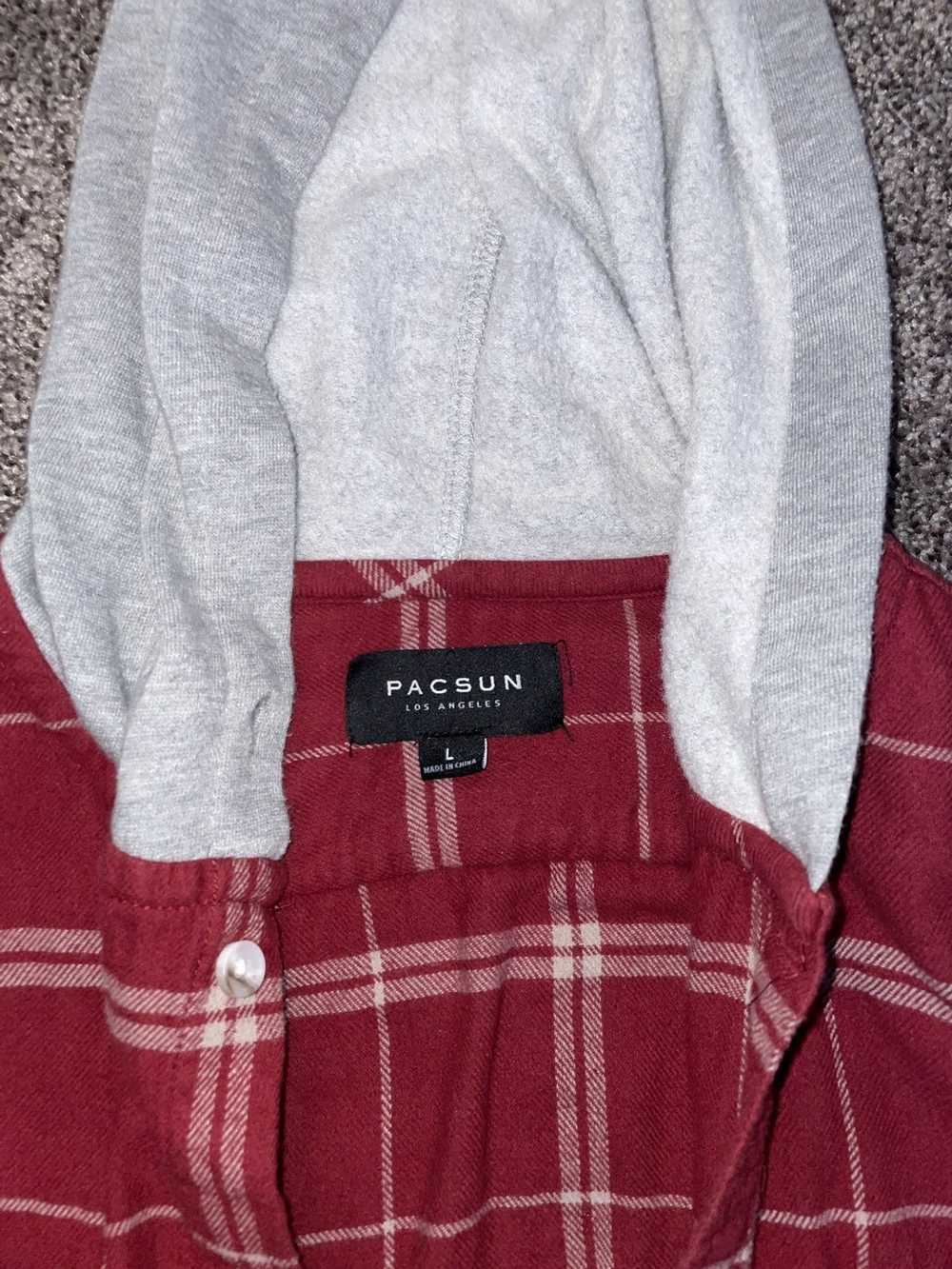 Pacsun Flannel Hoodie Red - image 3