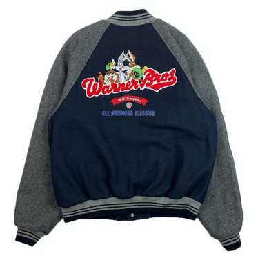 Vintage Acme USA Bomber Warner Bros. Varsity Jacket Red Wool Bugs Bunny  Size L