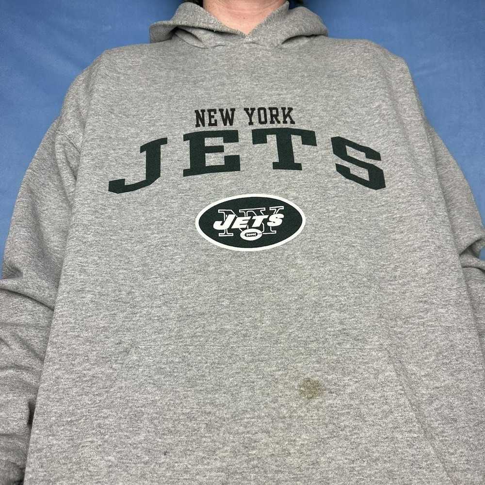 New York Jets Vintage Art Adult Pull-Over Hoodie by Joe Hamilton - Pixels