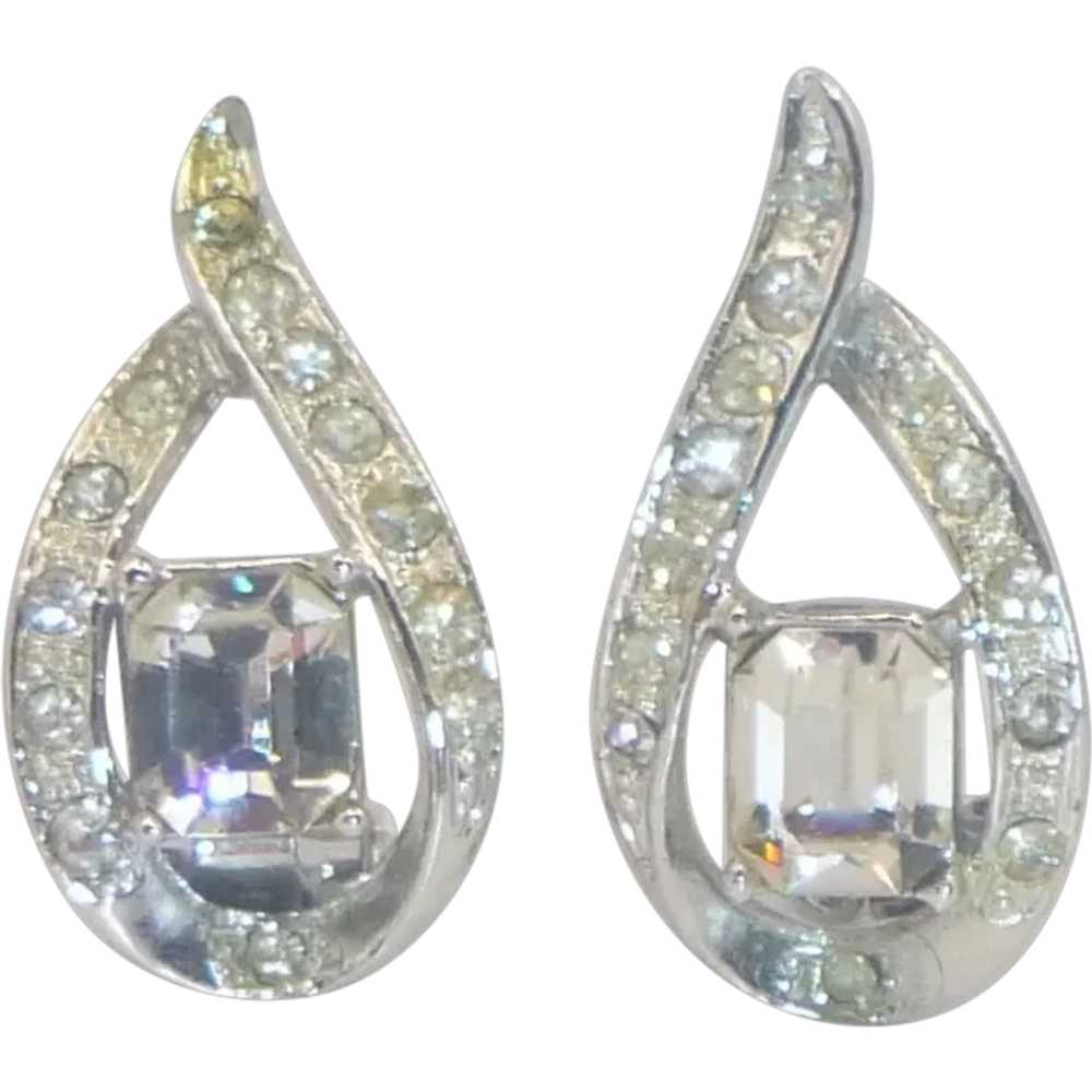 CORO Clip Emerald-Cut Earrings - image 1