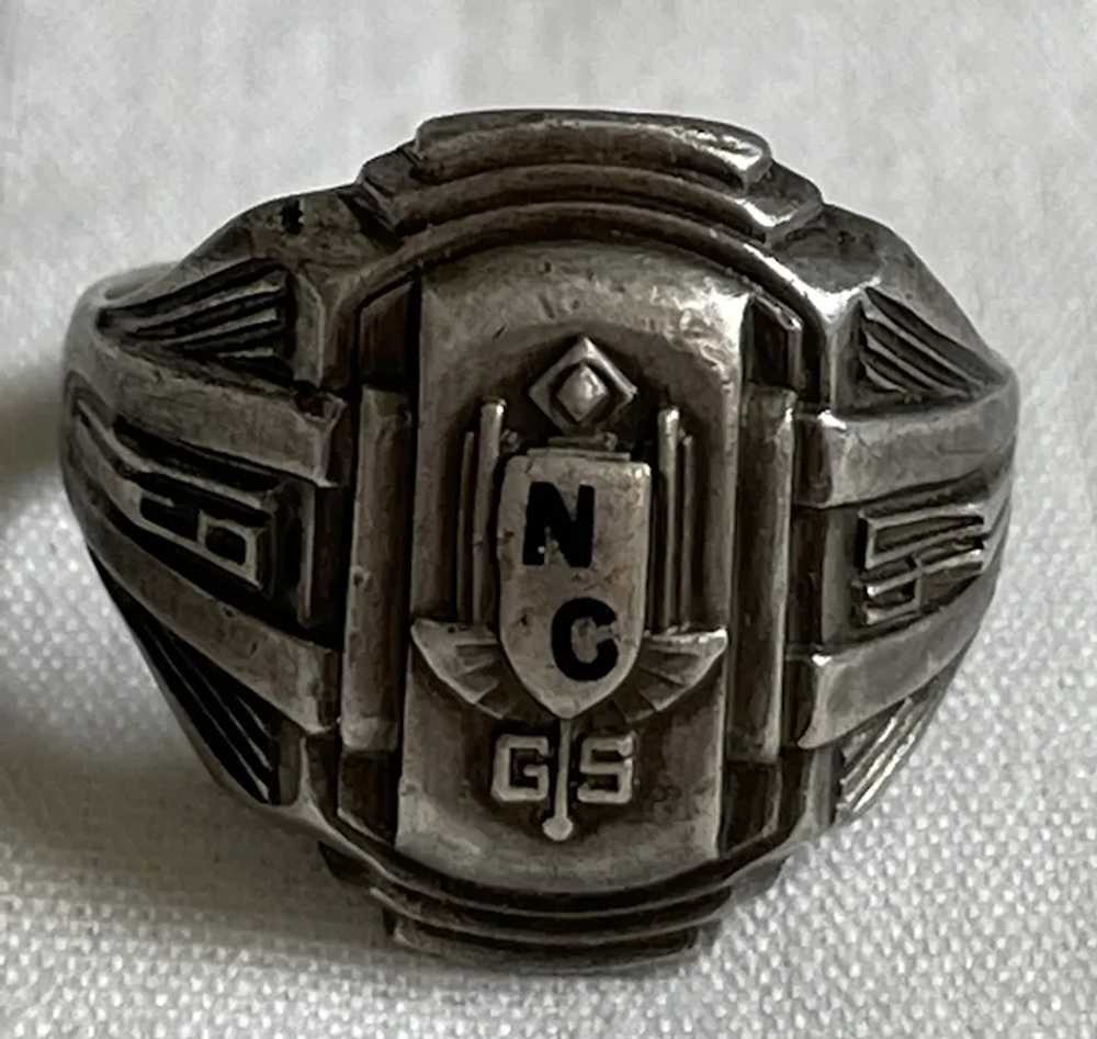 Vintage “1940” Art Deco Sterling School Ring - image 2