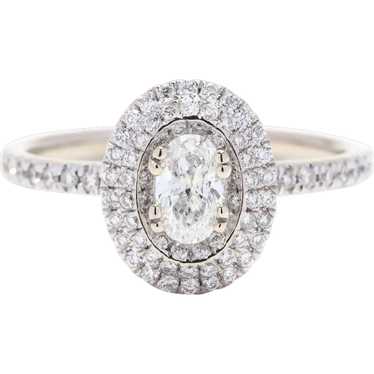 0.82ctw Oval Diamond Halo Engagement Ring, 14K Wh… - image 1