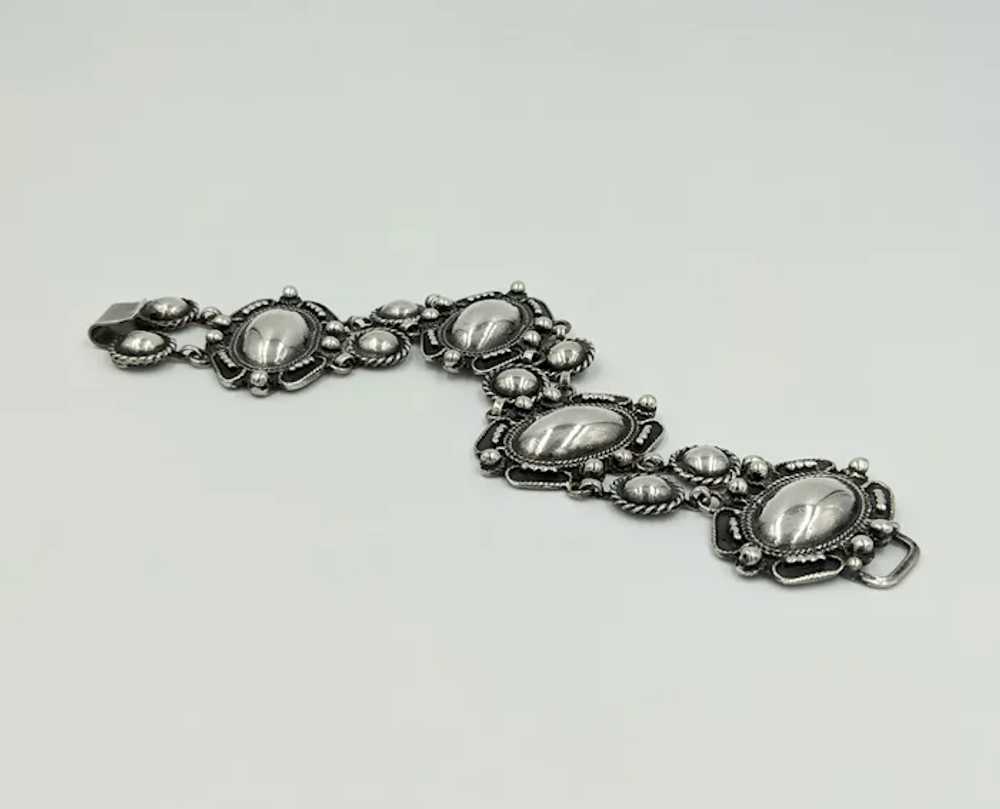 Early Sterling Silver Hook and Bar Clasp Bracelet Mexico