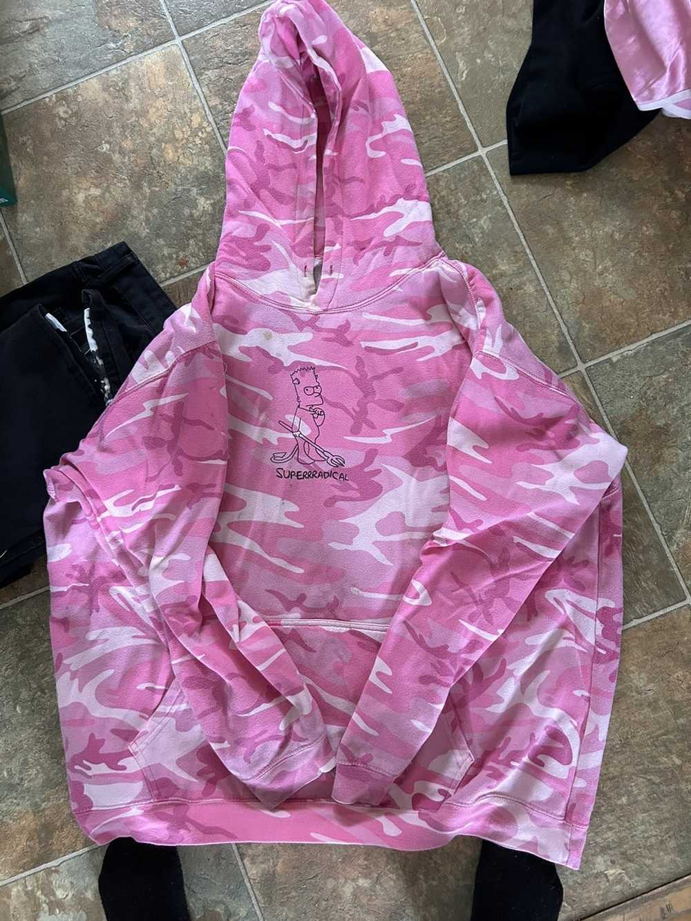 Streetwear × Superrradical Pink Bart hoodie - image 1