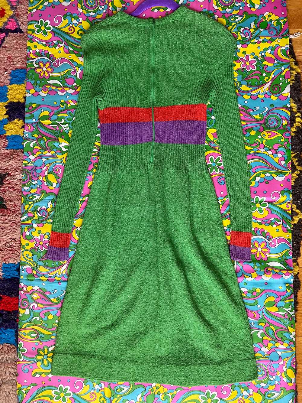70’s Bright Green Tricots Youth Guild Rainbow Str… - image 6