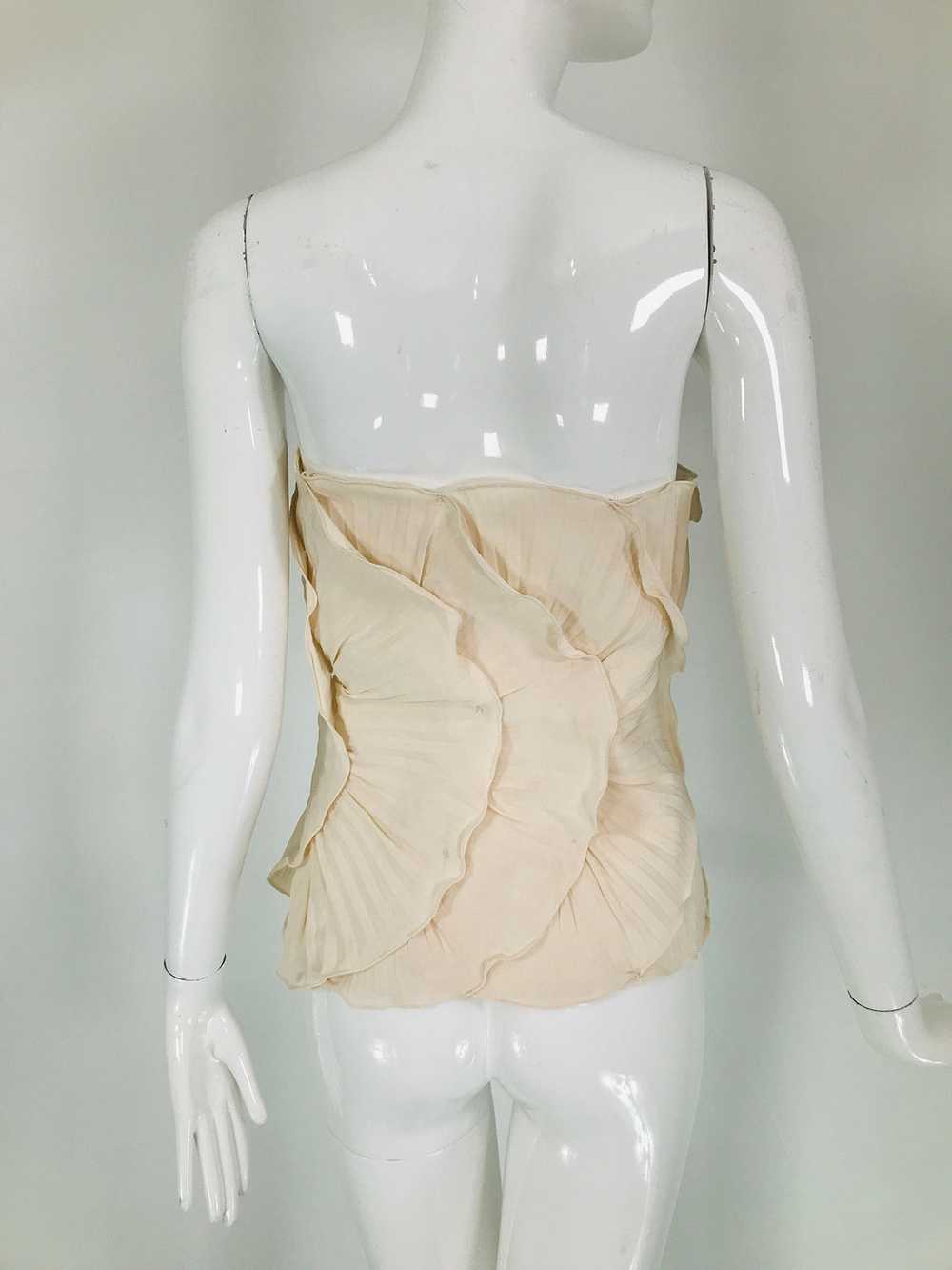 Mila Schon Ivory Bustier Plisse Silk 1980s unworn… - image 8
