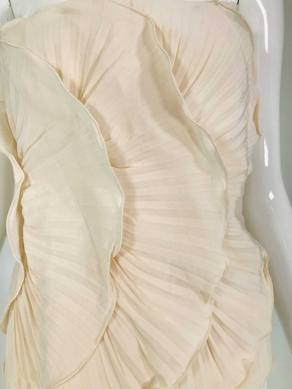 Mila Schon Ivory Bustier Plisse Silk 1980s unworn… - image 9