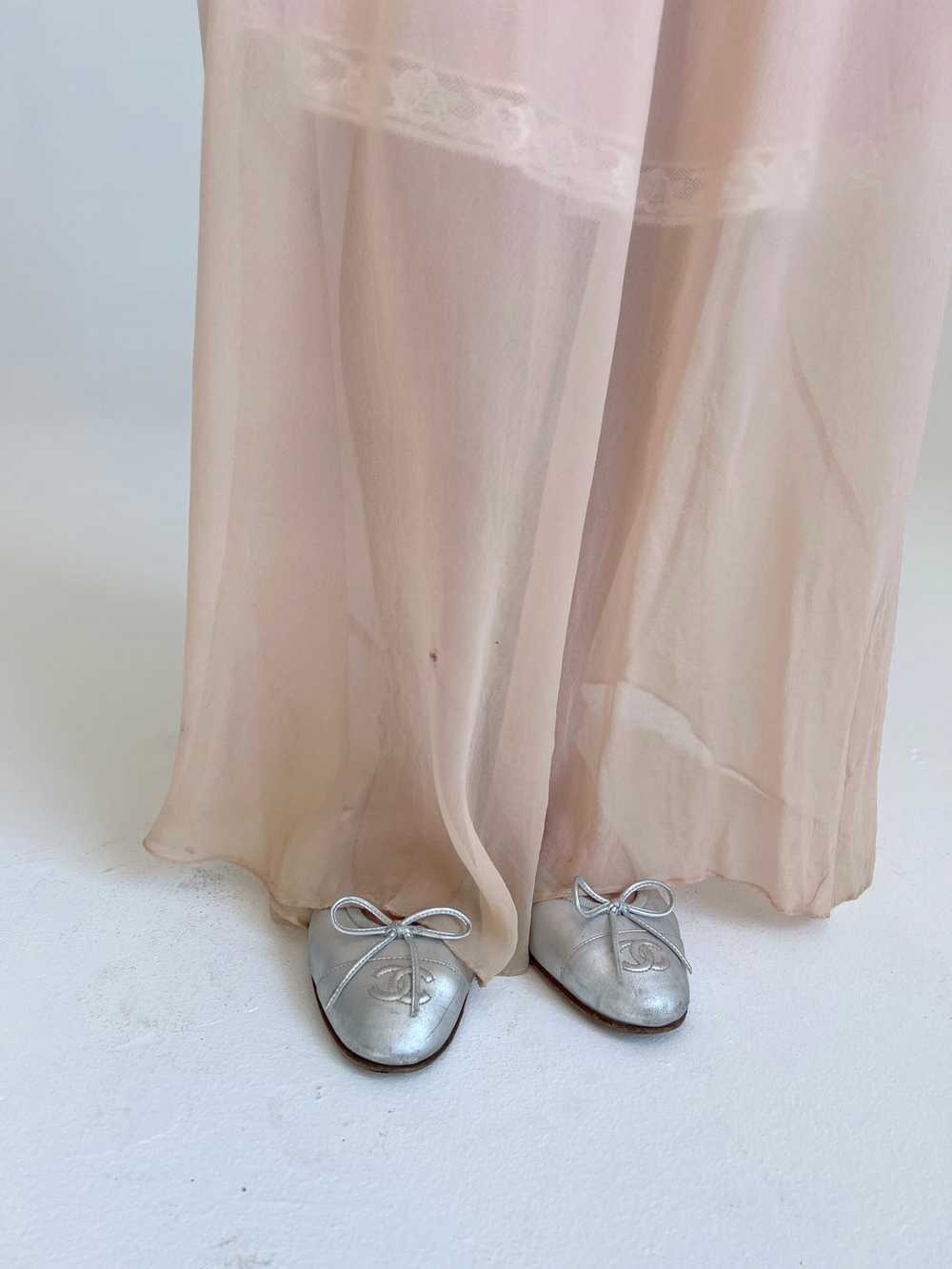 1930's Dusty Pink Silk Chiffon Slip Dress with Cr… - image 7