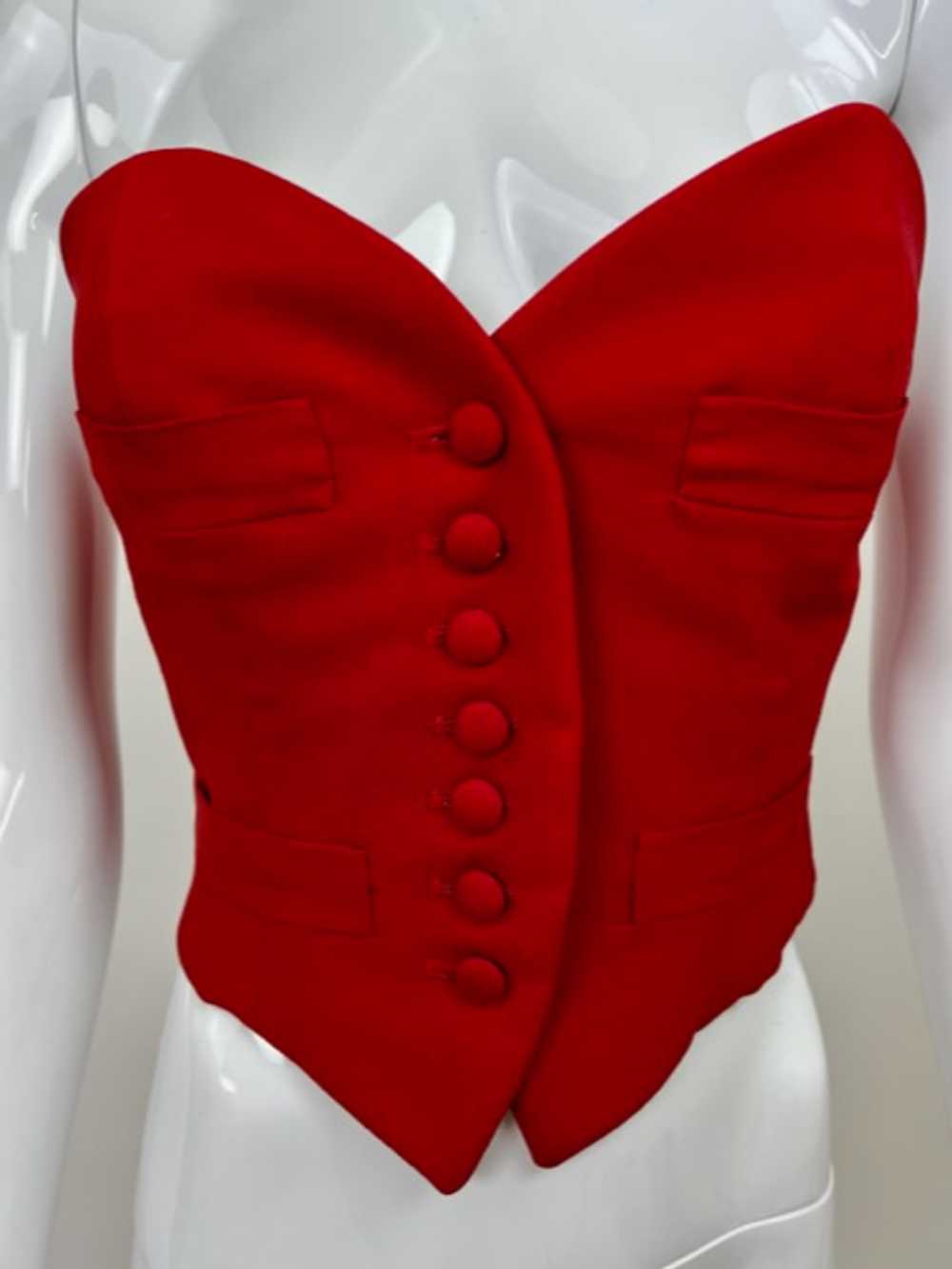 Moschino Red Heart Button-up Bustier - image 7