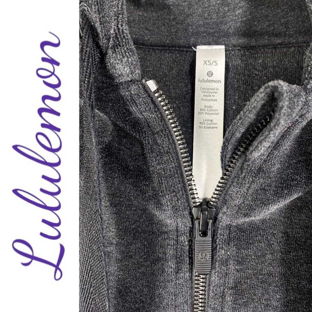 Lululemon LULULEMON Charcoal Velour Full Zip Shor… - image 10