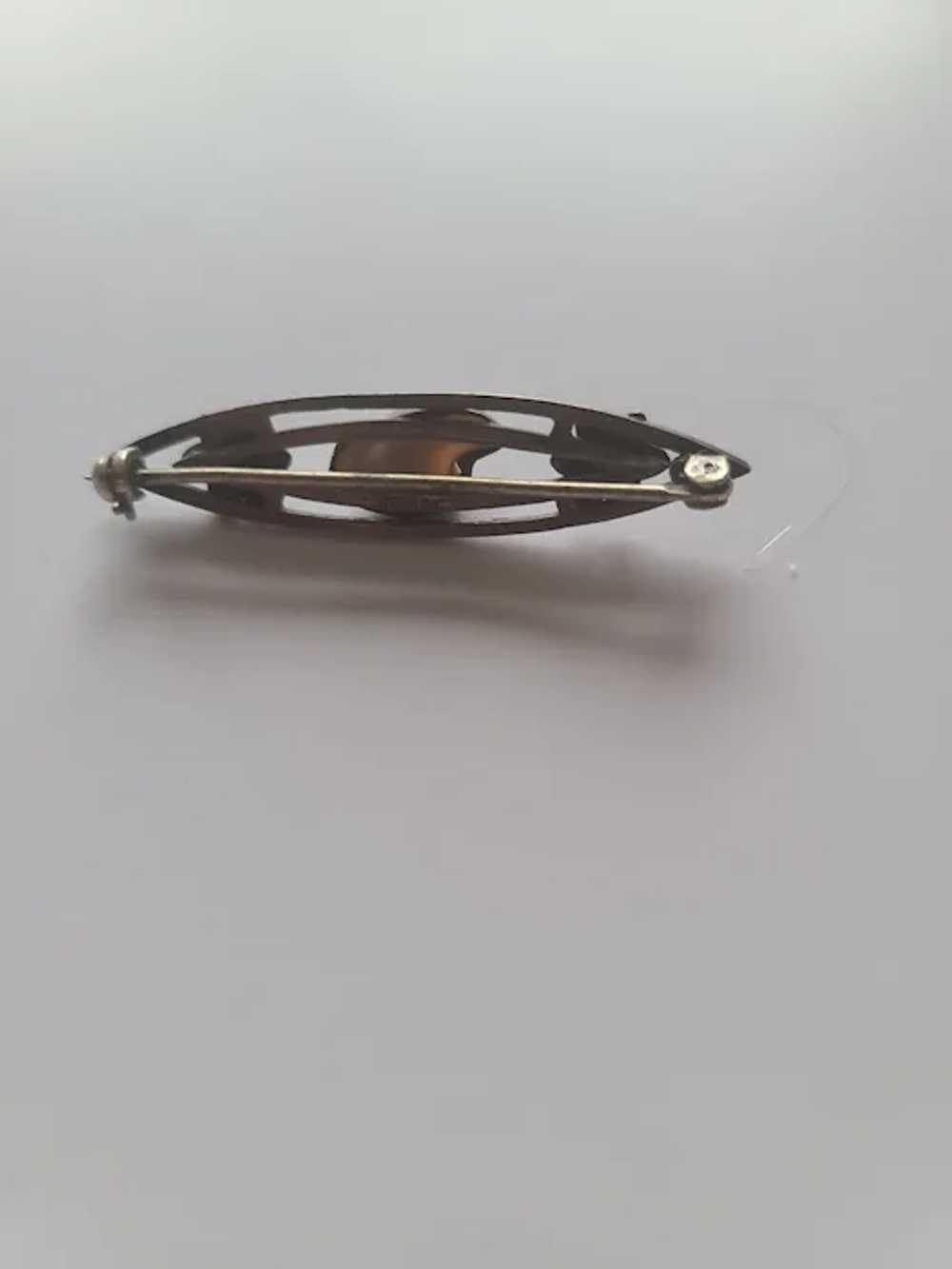 Vintage BAROQUE PEARL sterling silver Bar Pin Bro… - image 2