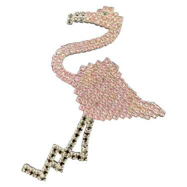 Art Deco Style Pink & Ruby Flamingo Rhinestone Bro