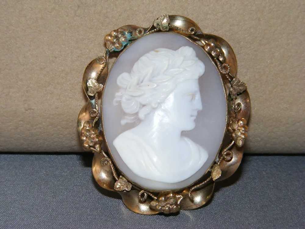 Victorian 1850s Cameo Brooch GF 1 1/4" Large Love… - image 10