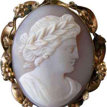 Victorian 1850s Cameo Brooch GF 1 1/4" Large Love… - image 1