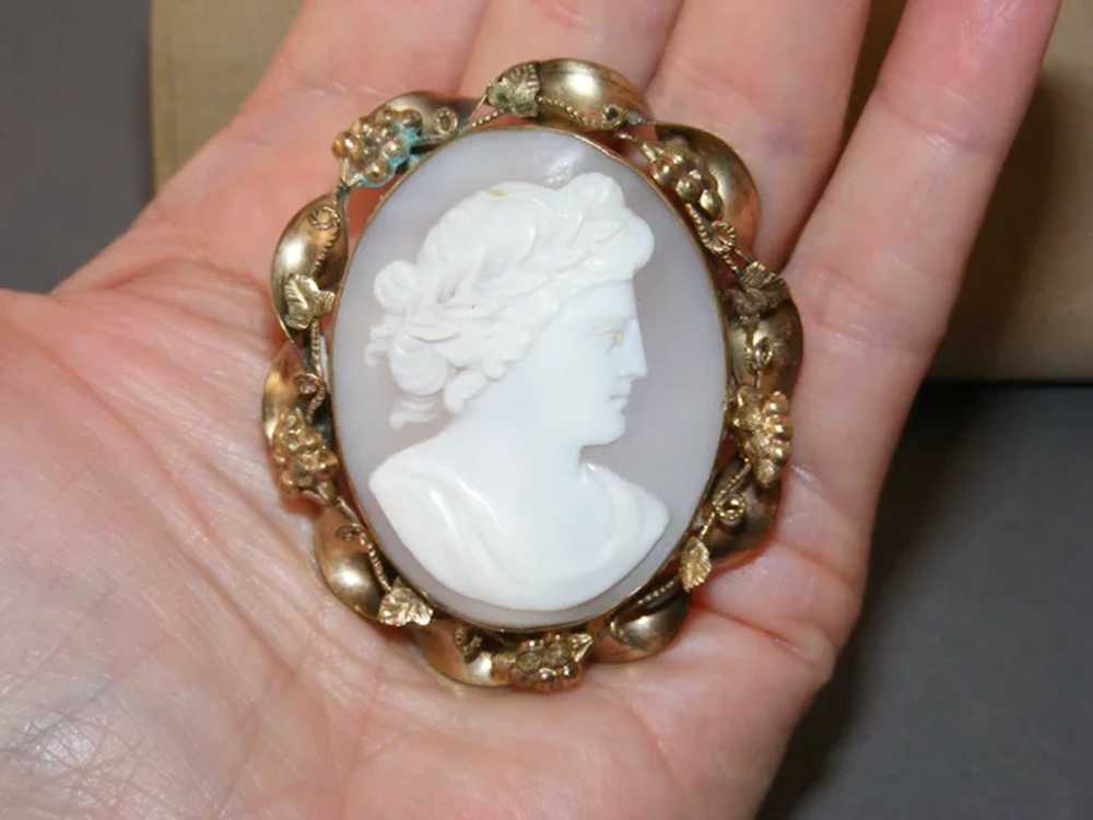 Victorian 1850s Cameo Brooch GF 1 1/4" Large Love… - image 2