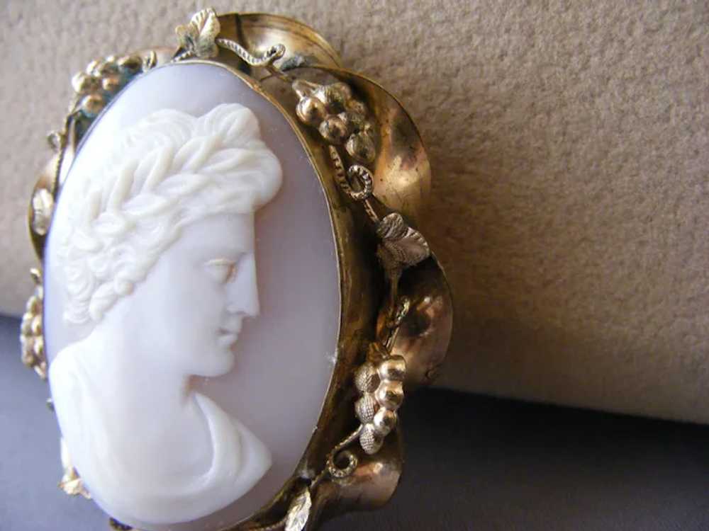 Victorian 1850s Cameo Brooch GF 1 1/4" Large Love… - image 3