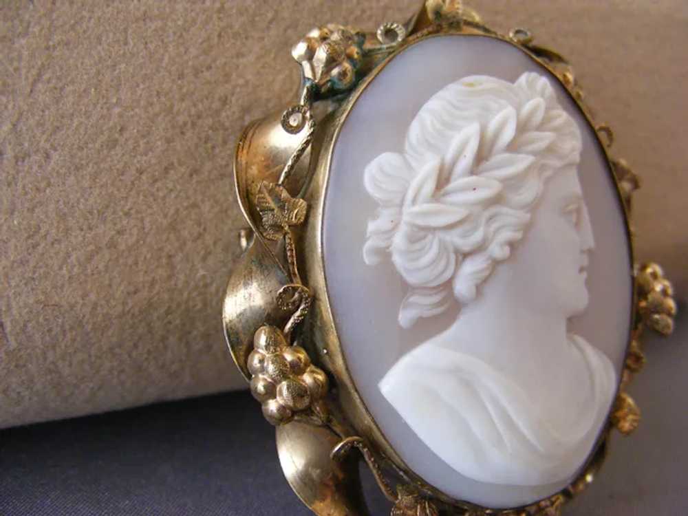 Victorian 1850s Cameo Brooch GF 1 1/4" Large Love… - image 4