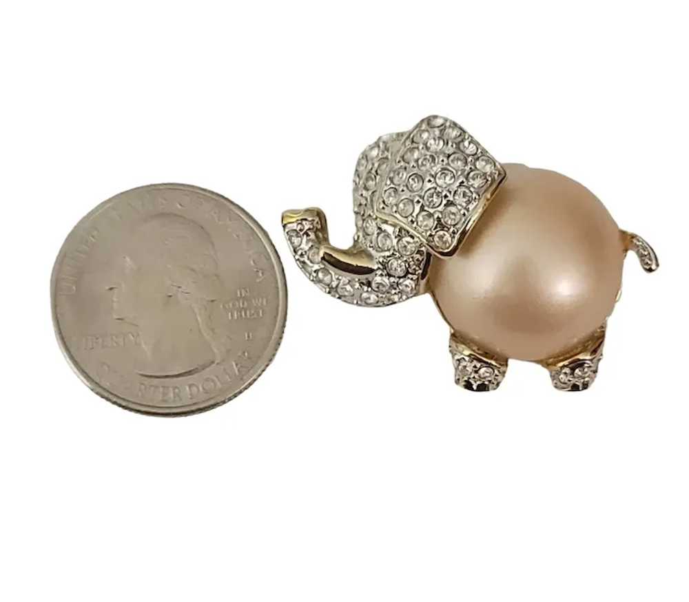 KJL Silver Tone Clear Rhinestone Pink Faux Pearl … - image 6