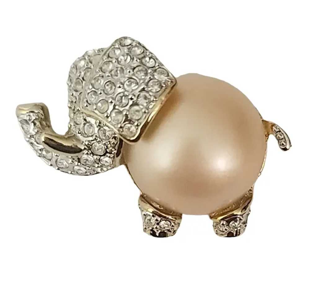 KJL Silver Tone Clear Rhinestone Pink Faux Pearl … - image 9