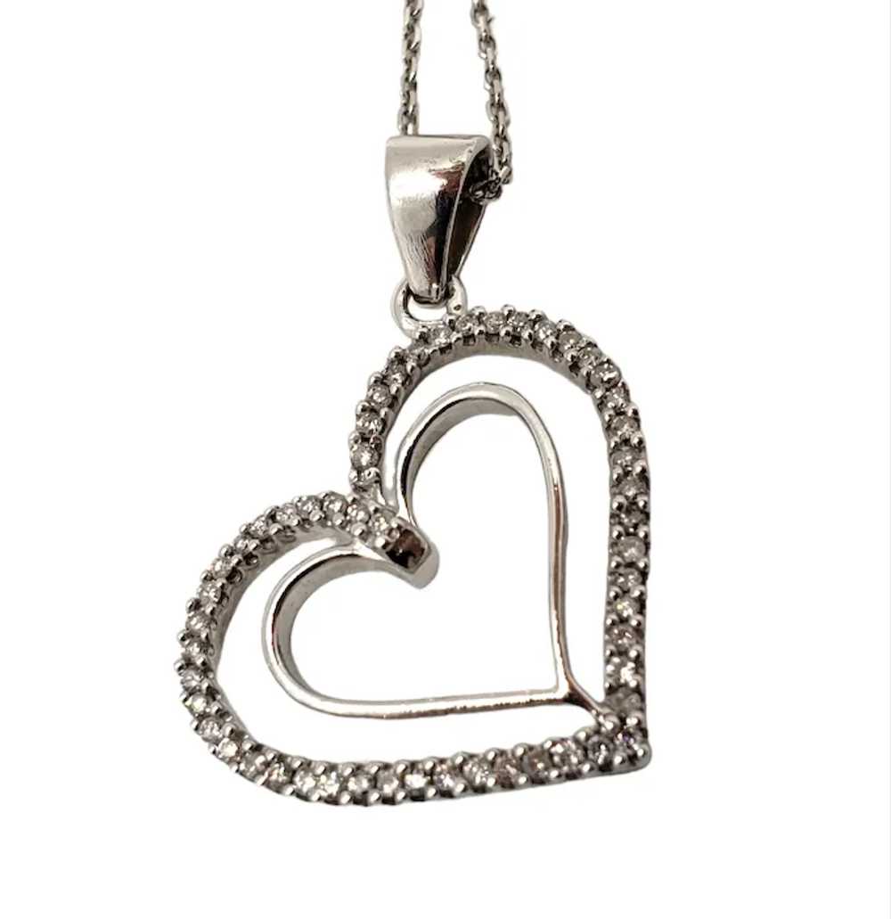 14K White Gold Diamond Heart Necklace. - image 3