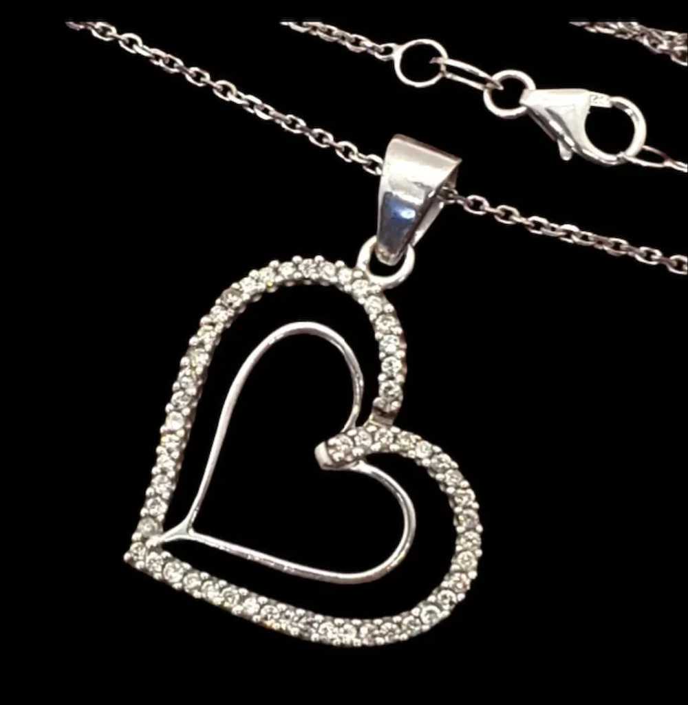 14K White Gold Diamond Heart Necklace. - image 4
