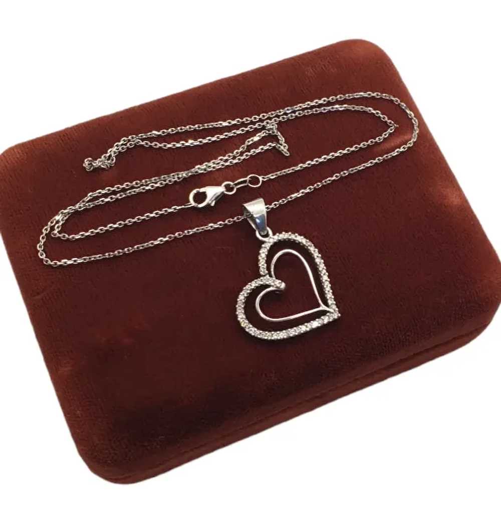 14K White Gold Diamond Heart Necklace. - image 5