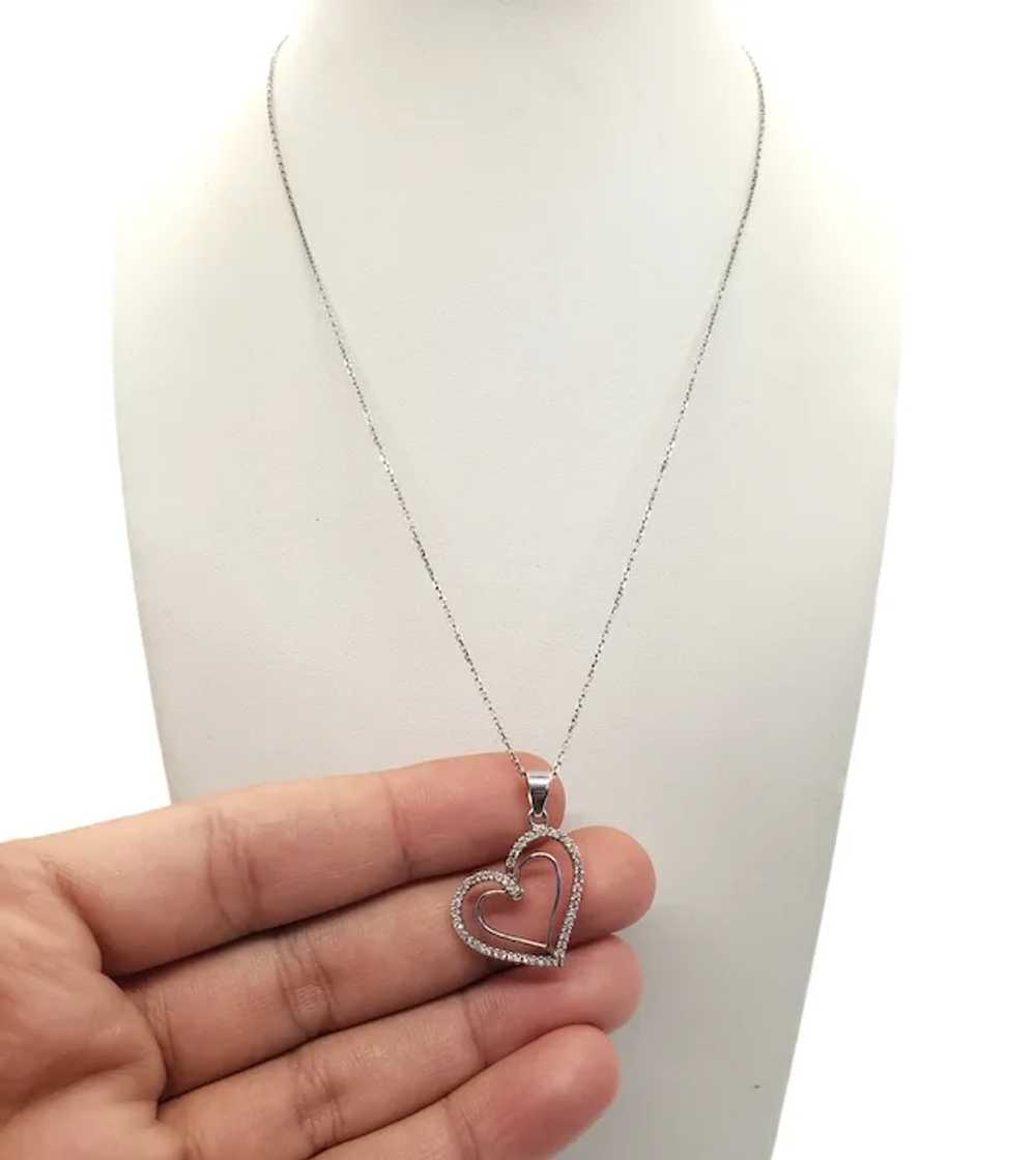 14K White Gold Diamond Heart Necklace. - image 7