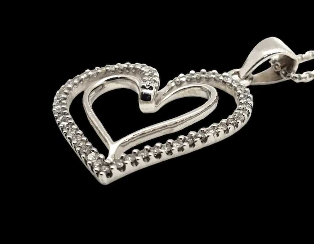 14K White Gold Diamond Heart Necklace. - image 9