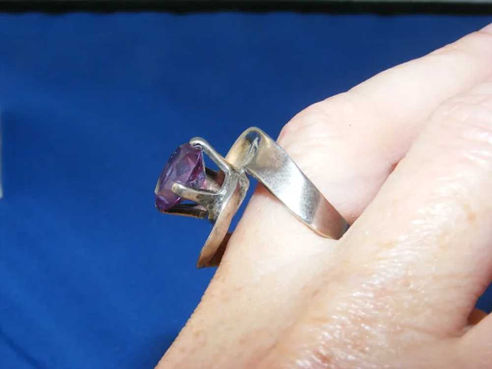 60s Taxco Sterling Ring Purple Sapphire Artist Ma… - image 11