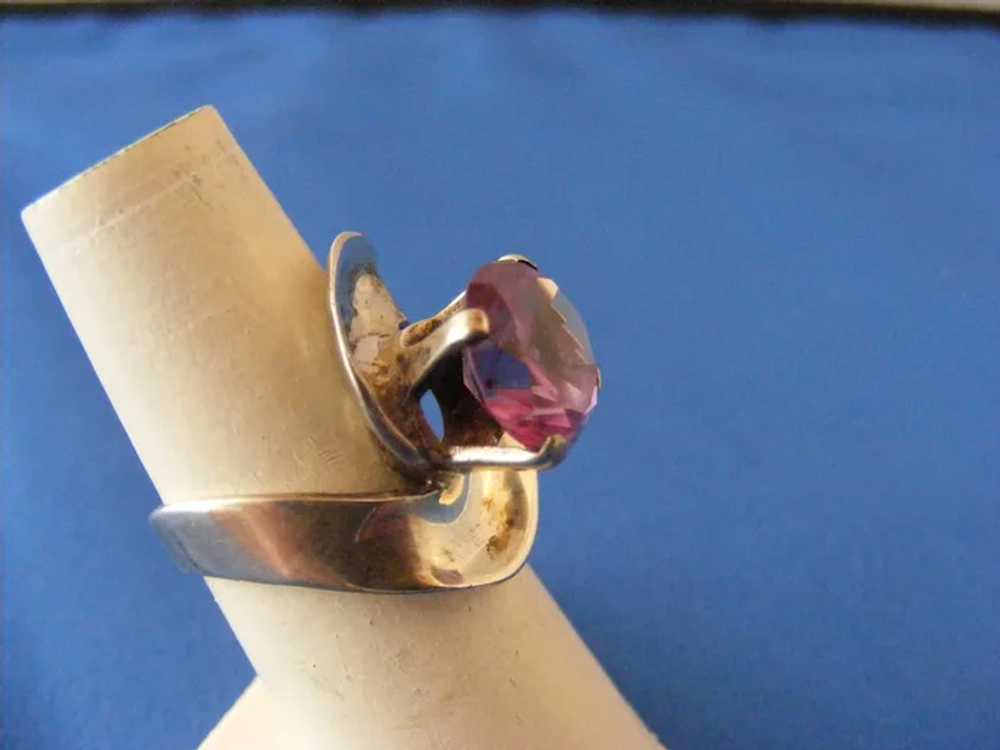 60s Taxco Sterling Ring Purple Sapphire Artist Ma… - image 5