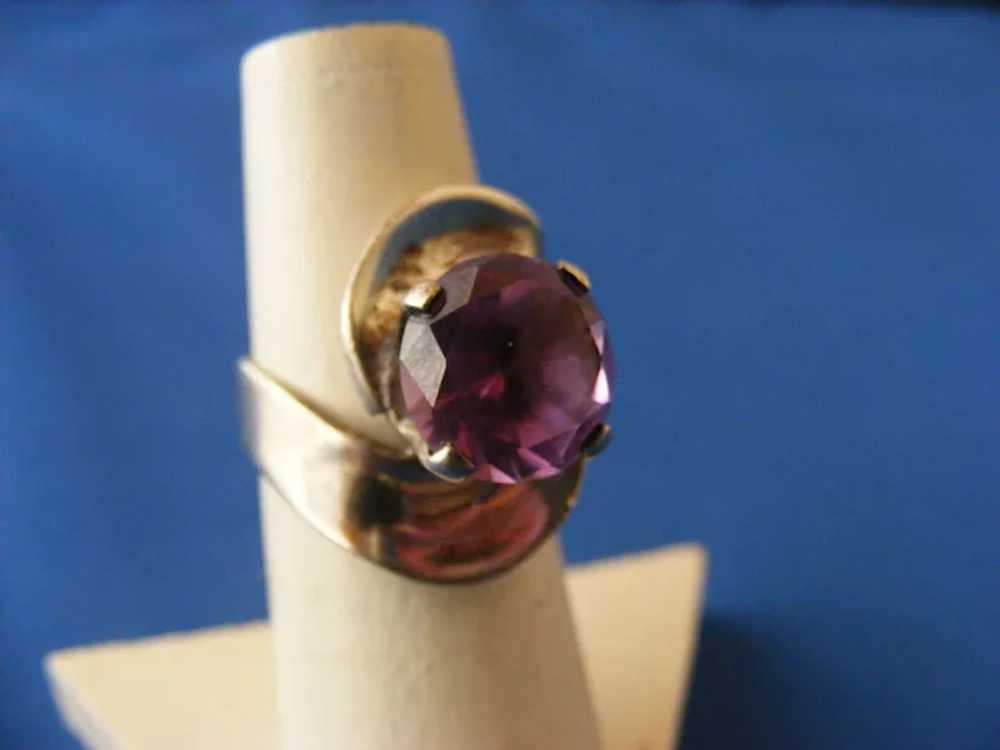 60s Taxco Sterling Ring Purple Sapphire Artist Ma… - image 7