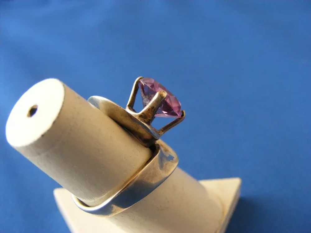 60s Taxco Sterling Ring Purple Sapphire Artist Ma… - image 9